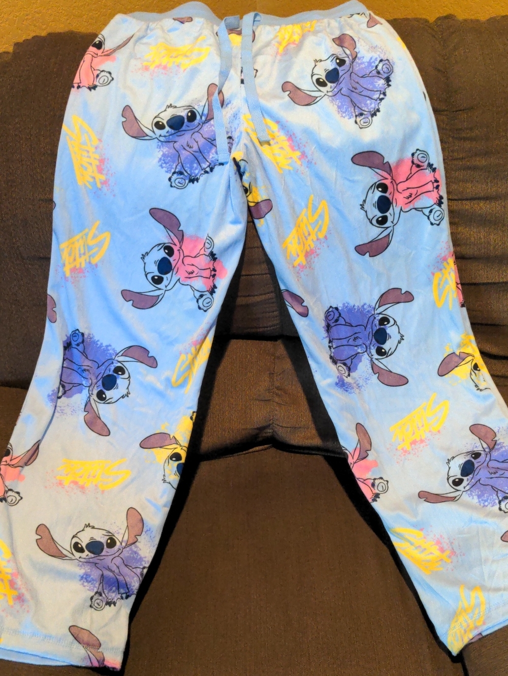 Kohl's Light Blue Stitch Print Women's Pajama Pants - Multicolor Accents